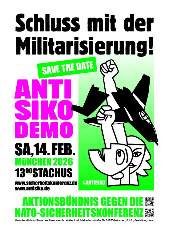 Aufruf zu den Protesten gegen NATO-Sicherheitskonferenz 2026